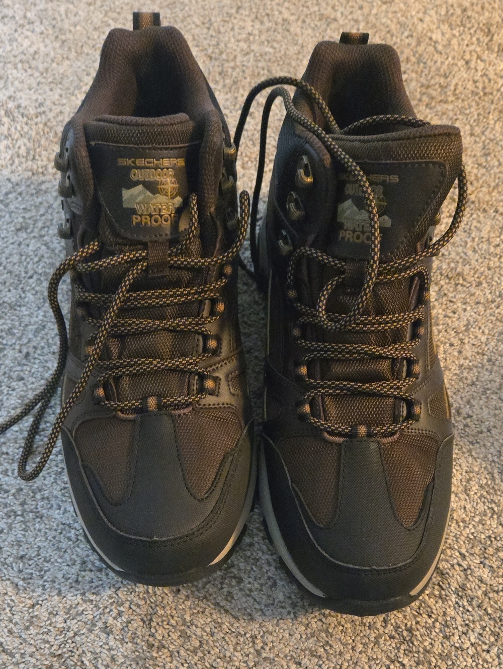 Skechers Men’s Black with Tan Accent Waterproof Hiking Boots